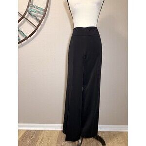 Ann Taylor Dress Pants Trousers Black Wide Leg Side Zip Size 6 EUC